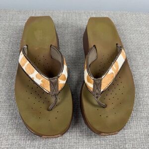 VOLATILE Women's NEVILLE Cow Print Wedge Platform Sandals Size 10 Tan White